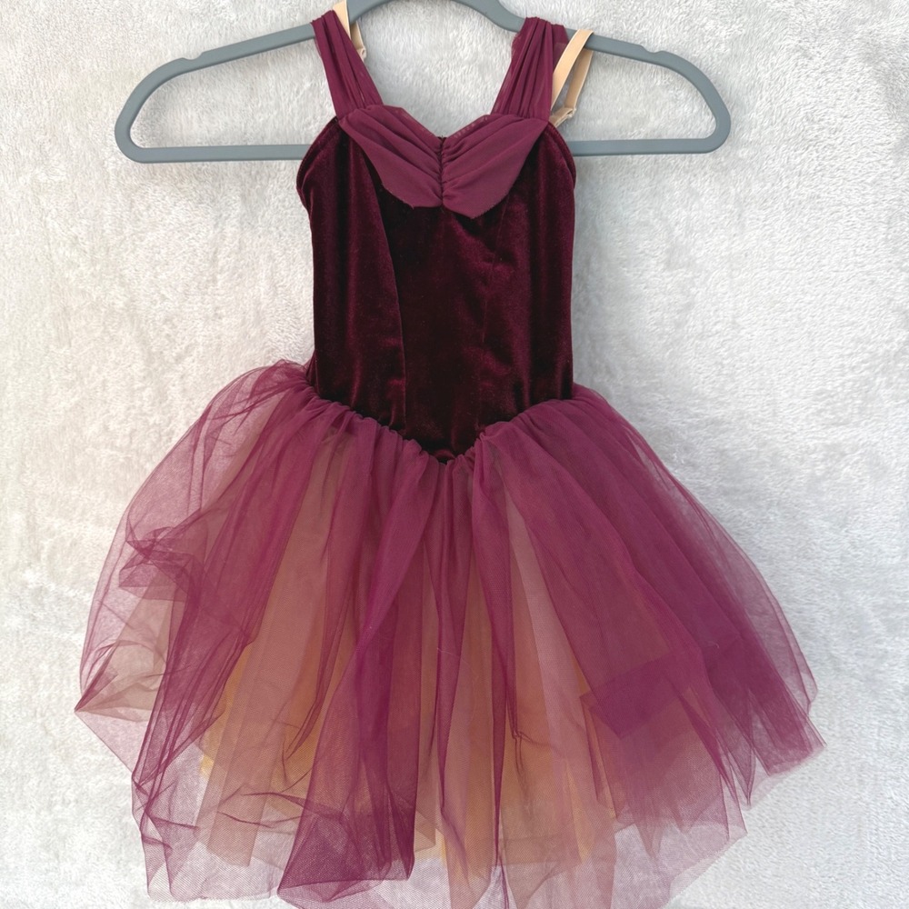 Weissman Girls Size 6 SC Dance Costume Burgundy Velvet Tutu Ballet Recital